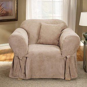 *CLEARANCE* Surefit Soft Suede Chair Cover, One Piece, Taupe